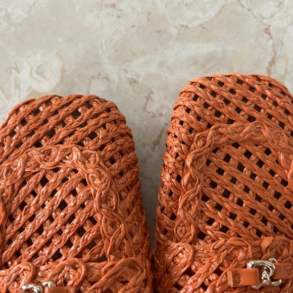 Aerosoles Sz 8 Santiago Raffia Platform Slingback Pump Orange and Cork - Picture 8 of 14